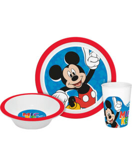 BOWL PLATE AND GLASS SET MICKEY