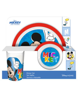BOWL PLATE AND GLASS SET MICKEY