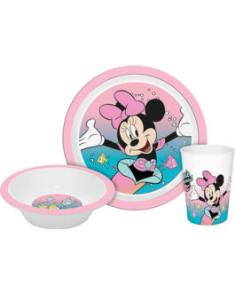 BOWL PLATE AND GLASS SET MINNIE