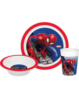 BOWL PLATE AND GLASS SET SPIDERMAN